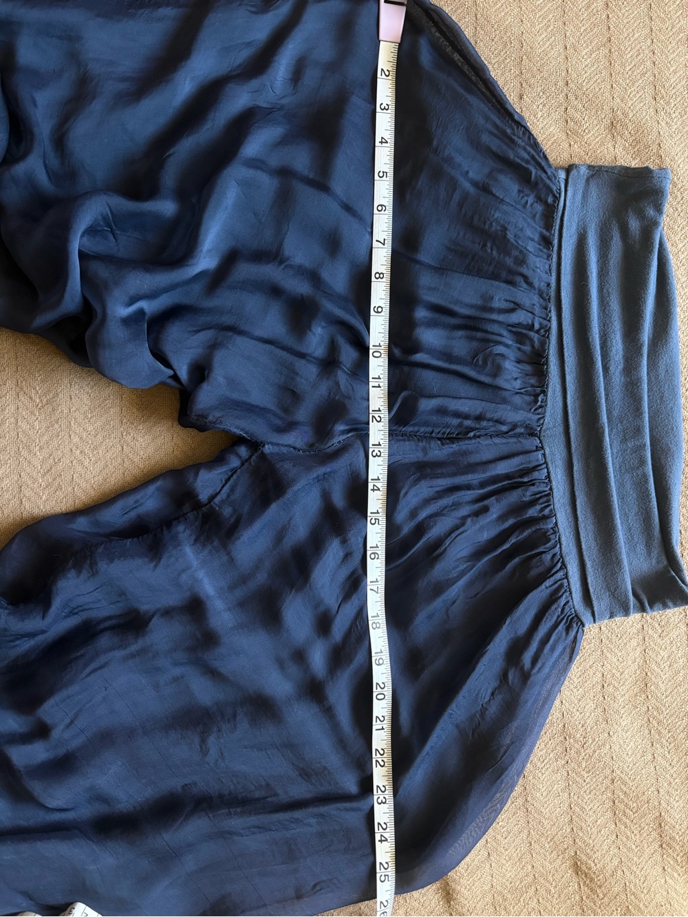 Navy Wide-Leg Sheer Palazzo Pants - Picture 5 of 11